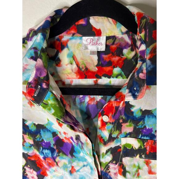 Parker Floral Silk Button Up Blouse - Picture 4 of 16